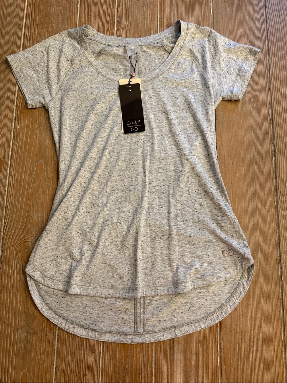 Calia by Carrie underwood Heather Gray Scoop Neck Short Sleeve Tee